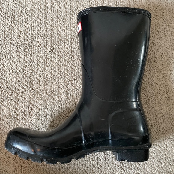 Hunter Black Rain Boots - Glossy Original Short Adjustable - Women's Size 7 - Picture 4 of 7